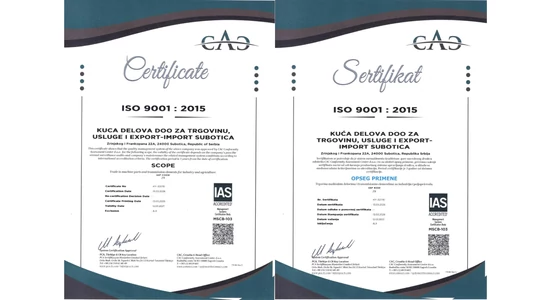 Sertifikat ISO 9001 : 2015